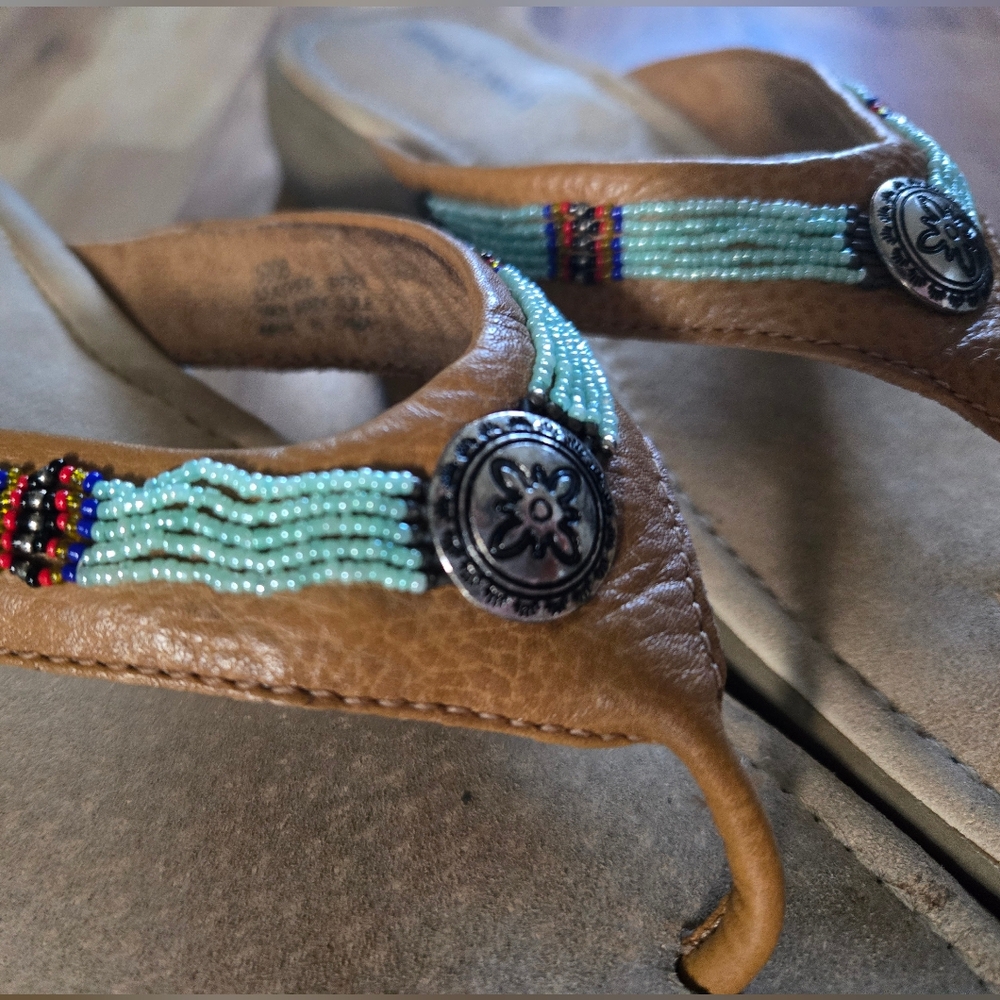 Minnetonka Beaded Leather Sandals